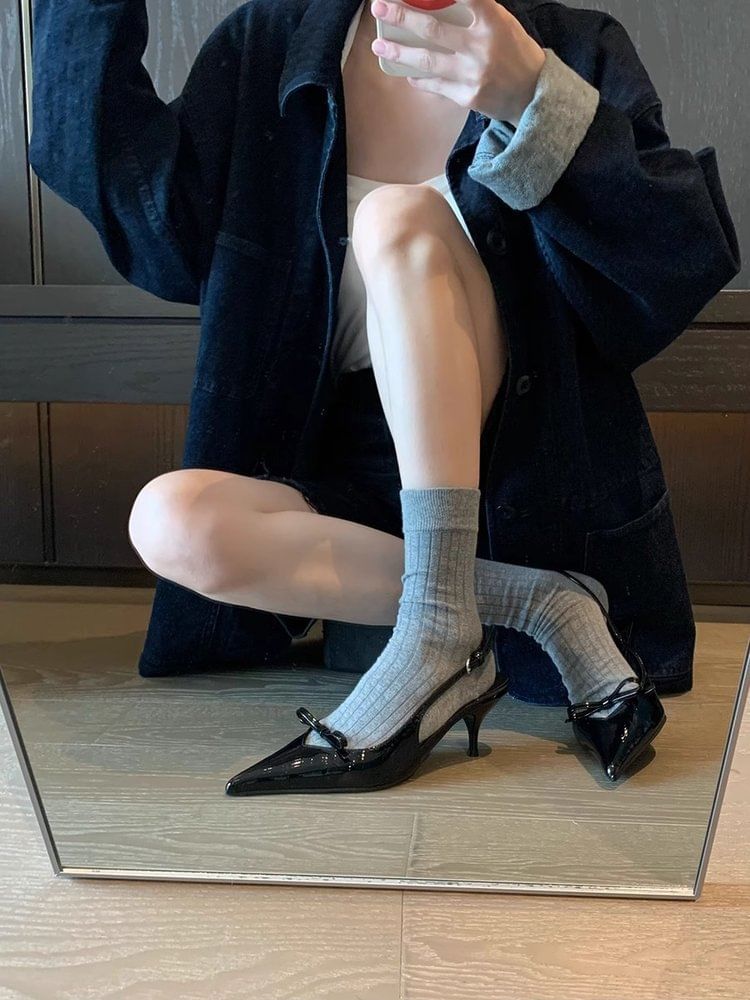 Bow Sandals Slingback Pointy