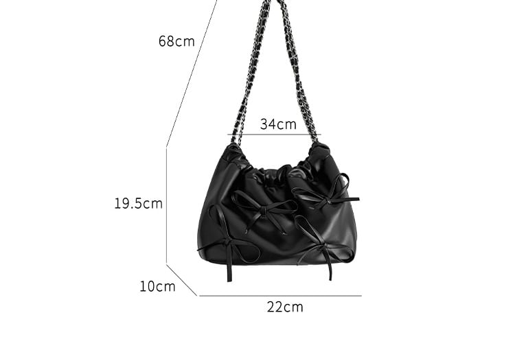 Chain Shoulder Faux Bow Bag Leather Strap
