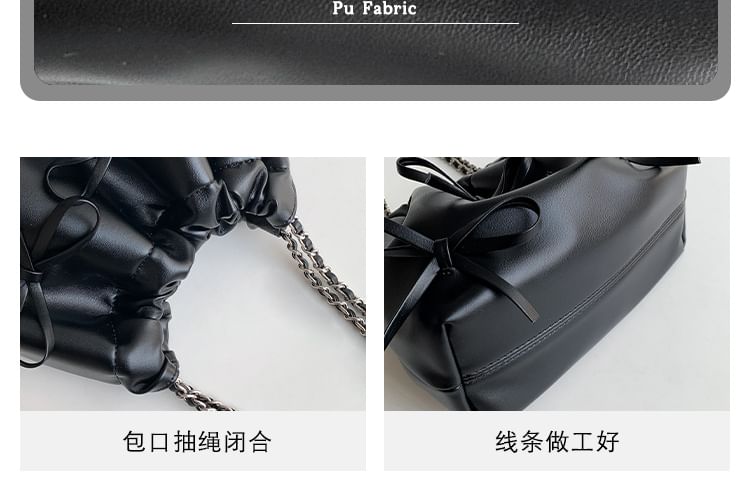 Chain Shoulder Faux Bow Bag Leather Strap