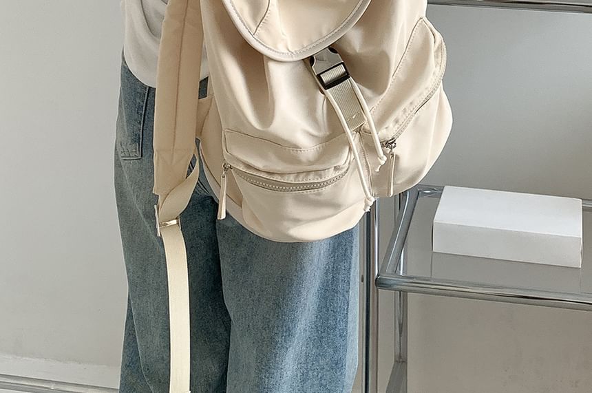 Plain Backpack Buckled Nylon