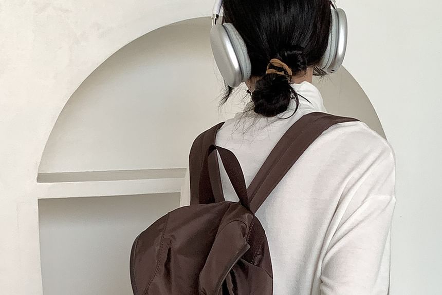 Plain Backpack Buckled Nylon