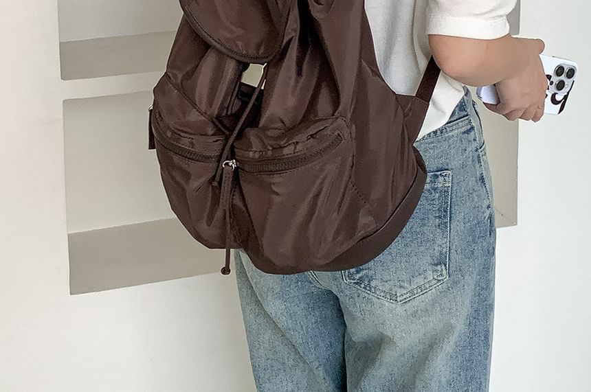 Plain Backpack Buckled Nylon