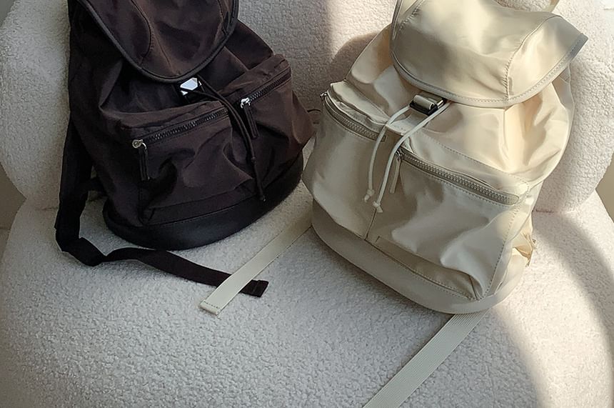 Plain Backpack Buckled Nylon