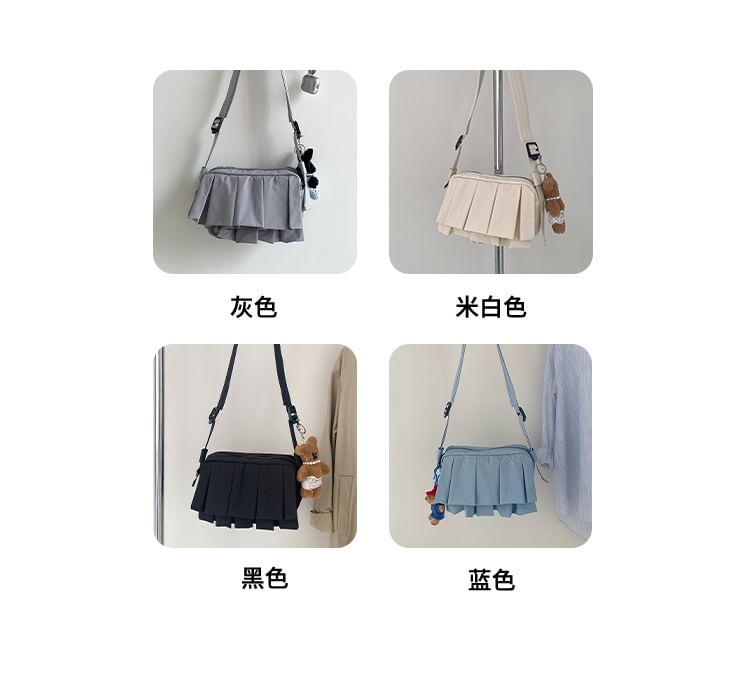Ruffle Bag Plain Crossbody Nylon