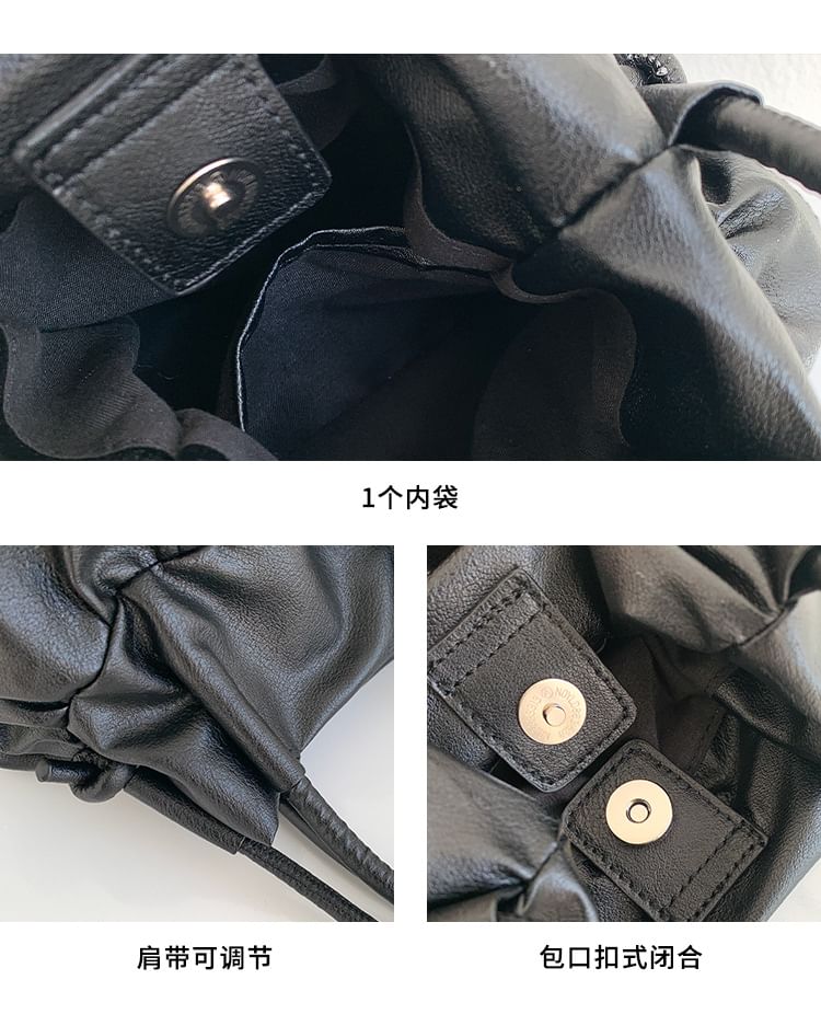 Top Bag Handle Crossbody Leather Ruffle Faux