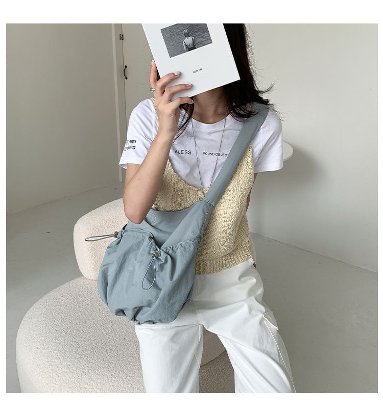 Crossbody Bag Plain Drawstring Nylon