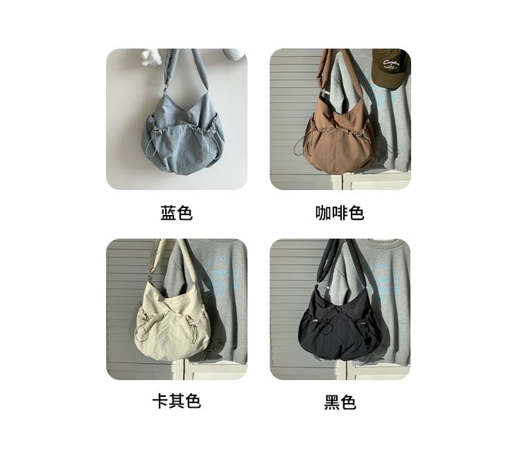 Crossbody Bag Plain Drawstring Nylon
