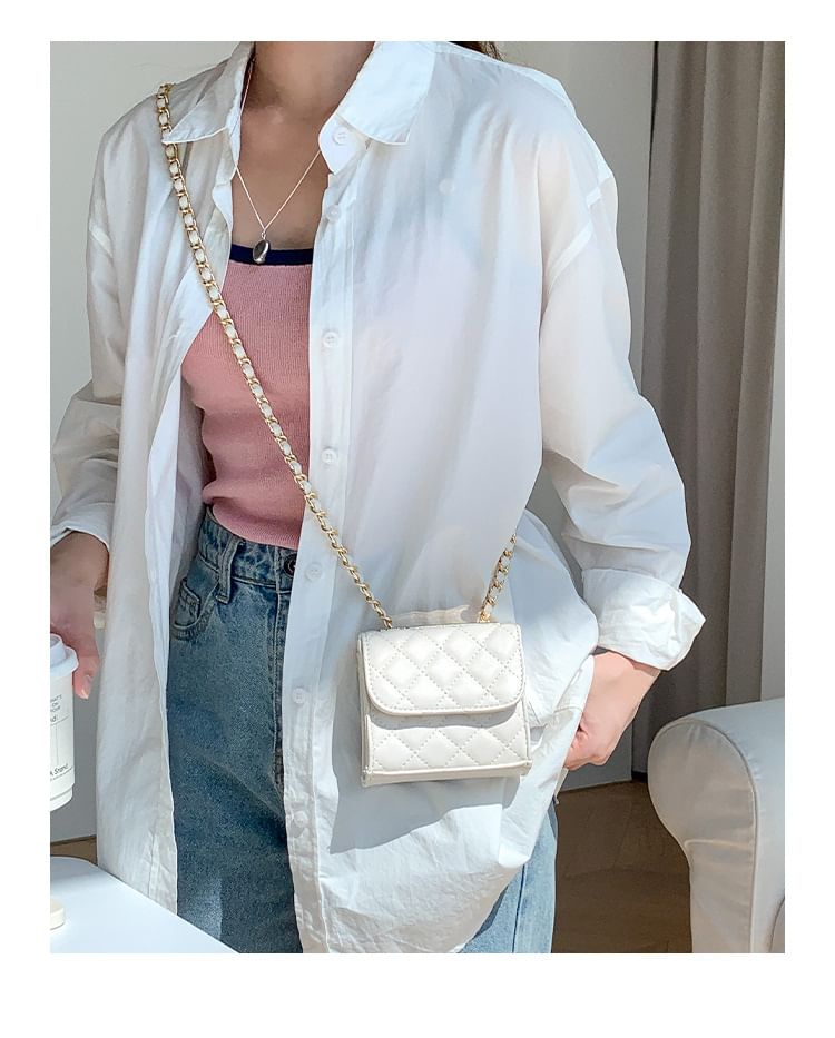 Crossbody Flap Strap Chain Quilted Bag
