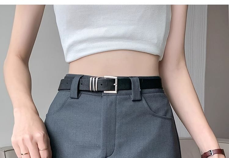 High Set: Mini Plain Belt Waist + Skirt A-Line