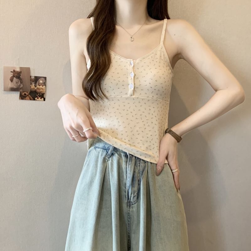 Floral Henley Top Print Cami