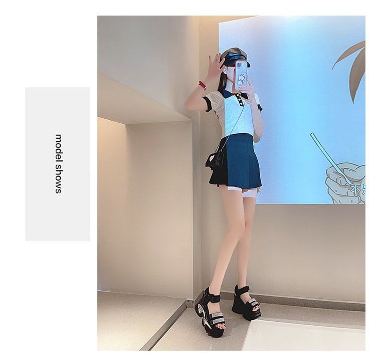 Wedge Sandals Platform Rhinestone