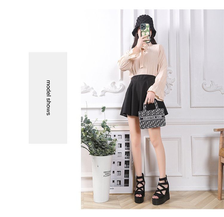 Plain Platform Wedge Sandals