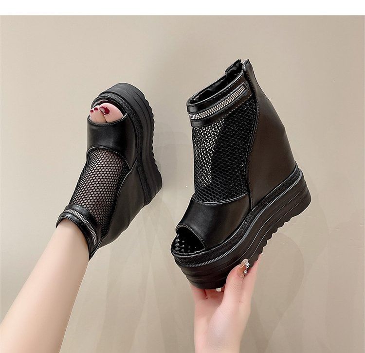 Sandals Mesh Hidden Wedge Platform