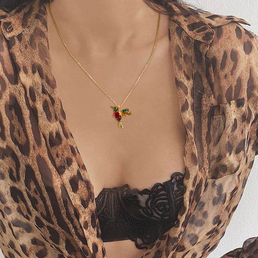 Necklace Rhinestone Bird