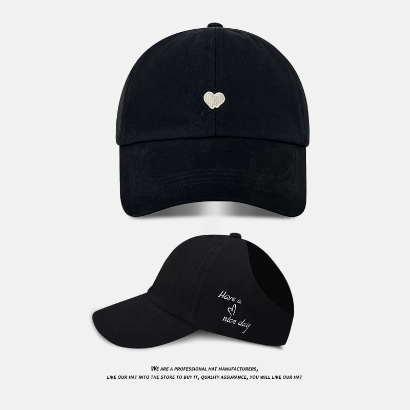 Embroidered Heart Cap Baseball