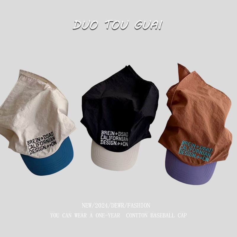 Baseball Cap with Two Headkerchief Embroidered Lettering Tone