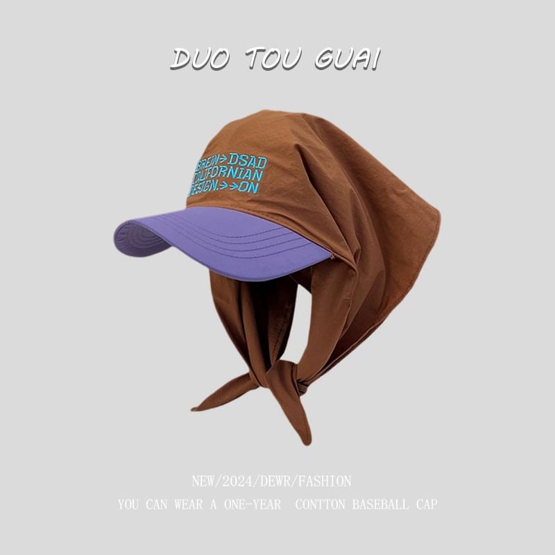 Baseball Cap with Two Headkerchief Embroidered Lettering Tone