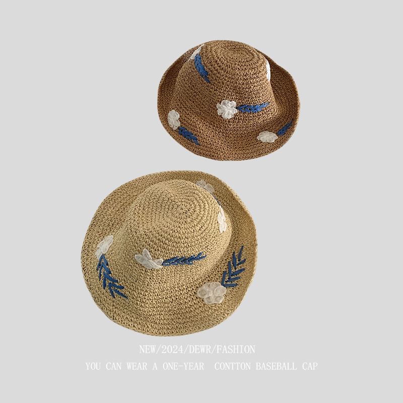 Woven Sun Floral Accent Hat