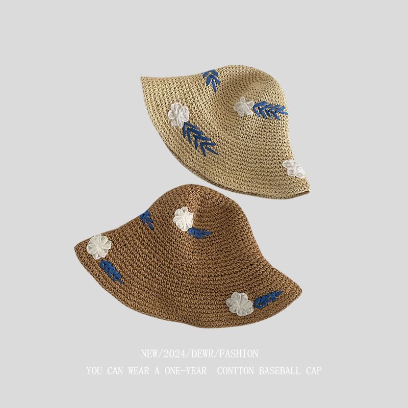 Woven Sun Floral Accent Hat
