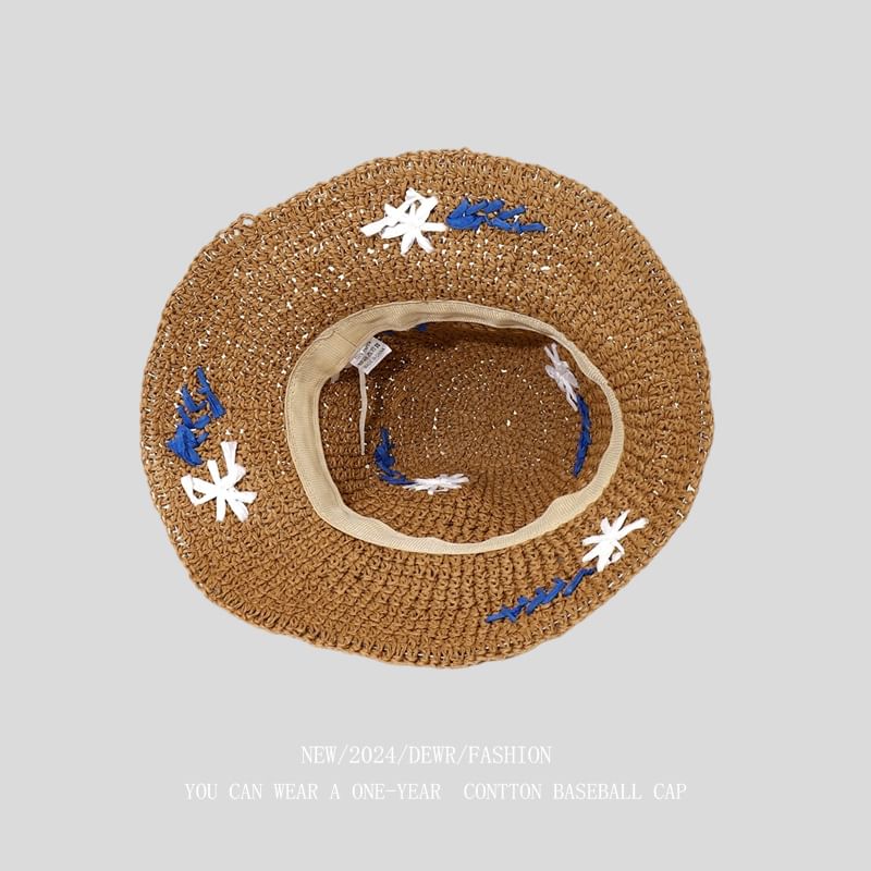 Woven Sun Floral Accent Hat