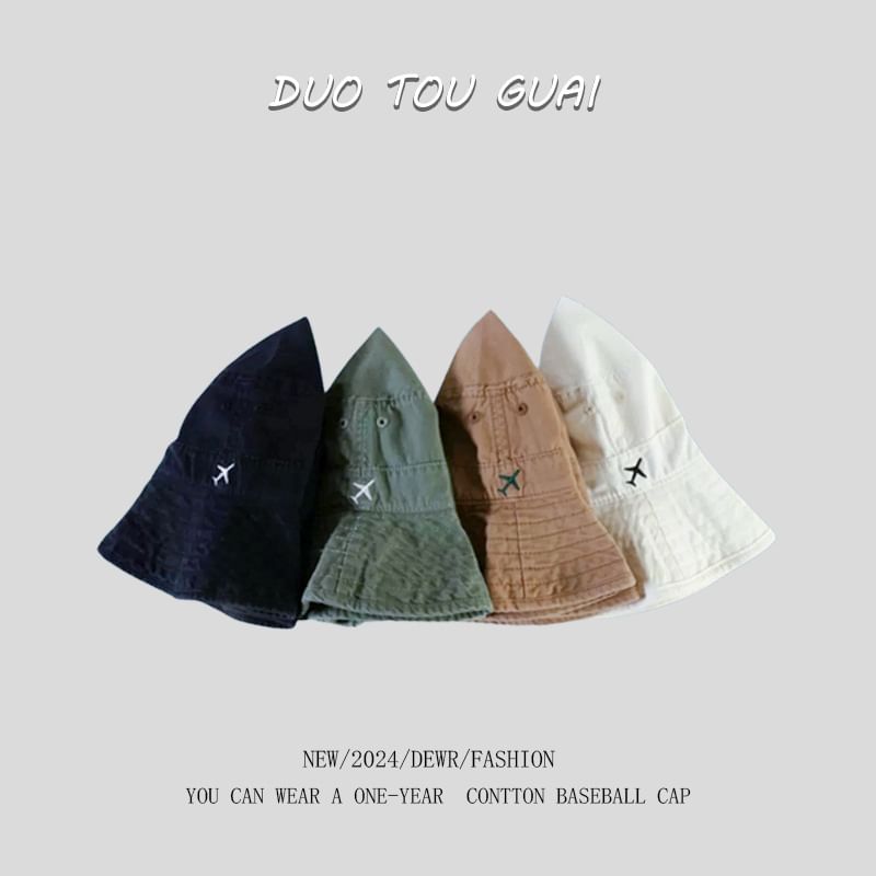 Bucket Embroidered Hat Plane