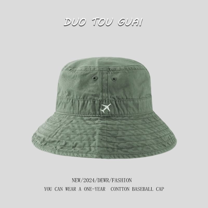Bucket Embroidered Hat Plane