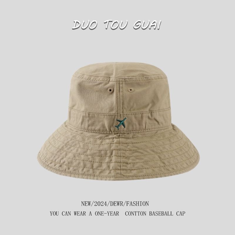 Bucket Embroidered Hat Plane
