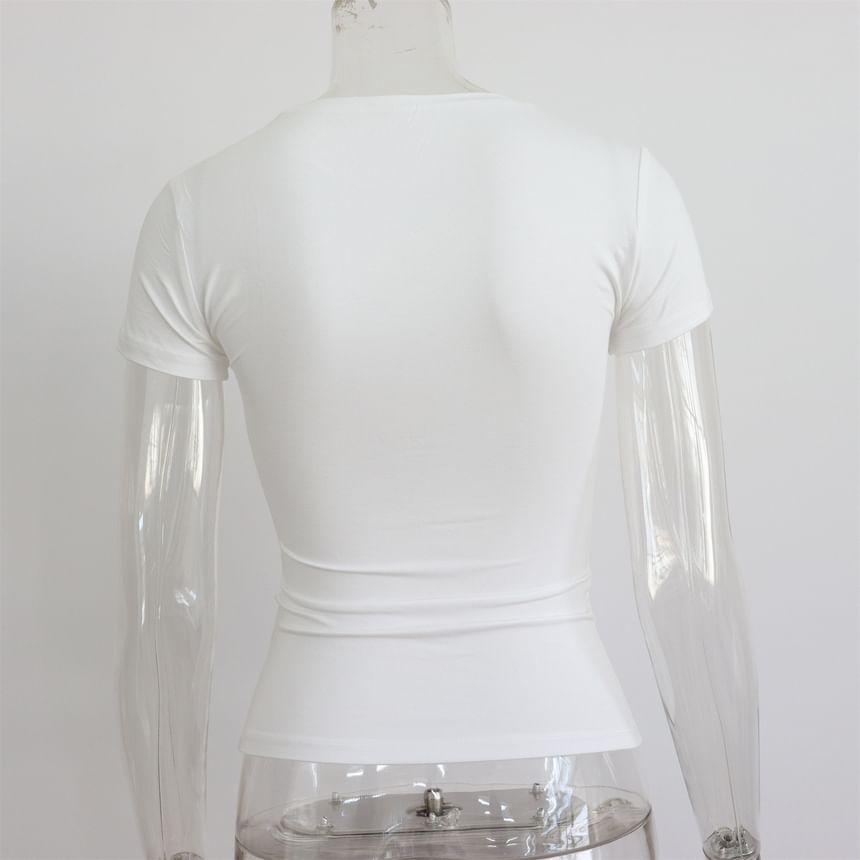 Short-Sleeve Round Neck Plain T-Shirt