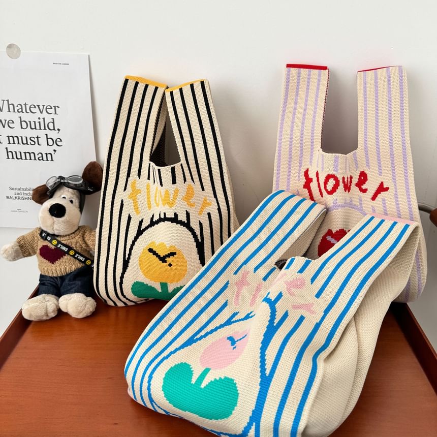 Bag Tote Knit Flower