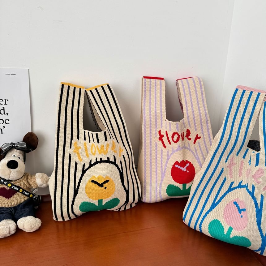 Bag Tote Knit Flower