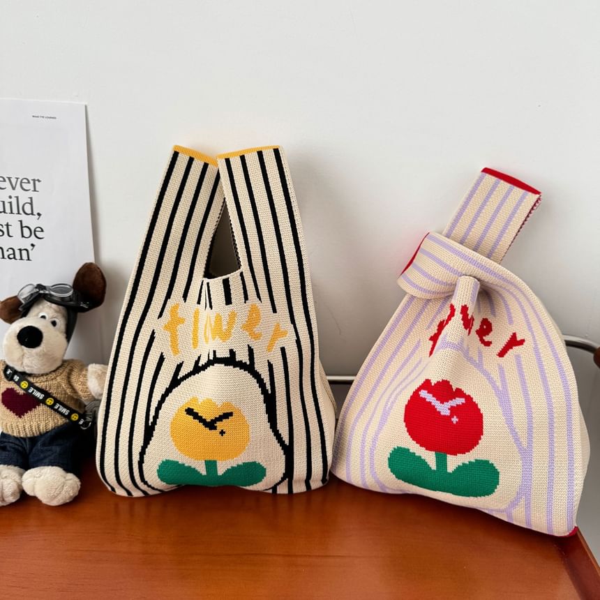 Bag Tote Knit Flower