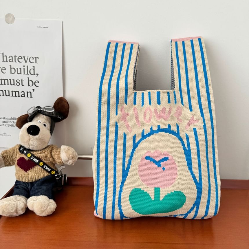 Bag Tote Knit Flower