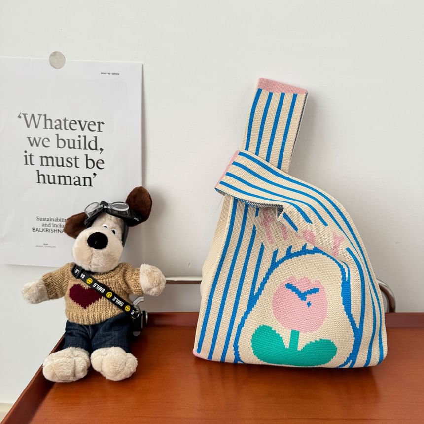 Bag Tote Knit Flower