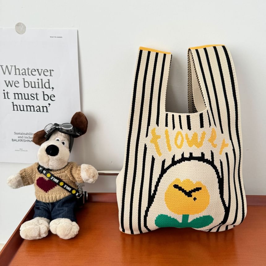 Bag Tote Knit Flower