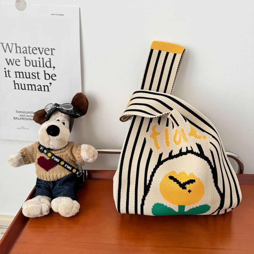 Bag Tote Knit Flower