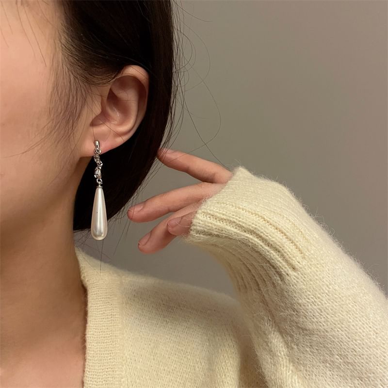 Pearl Dangle Faux Earring Alloy