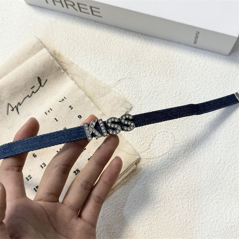 Choker Lettering Designs) Rhinestone Denim (Various