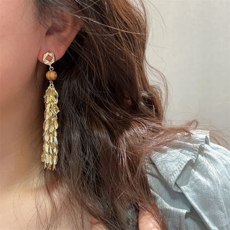 Earring Wheat Chandelier Alloy