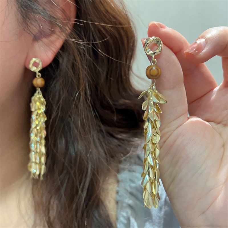 Earring Wheat Chandelier Alloy