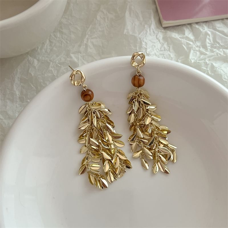 Earring Wheat Chandelier Alloy