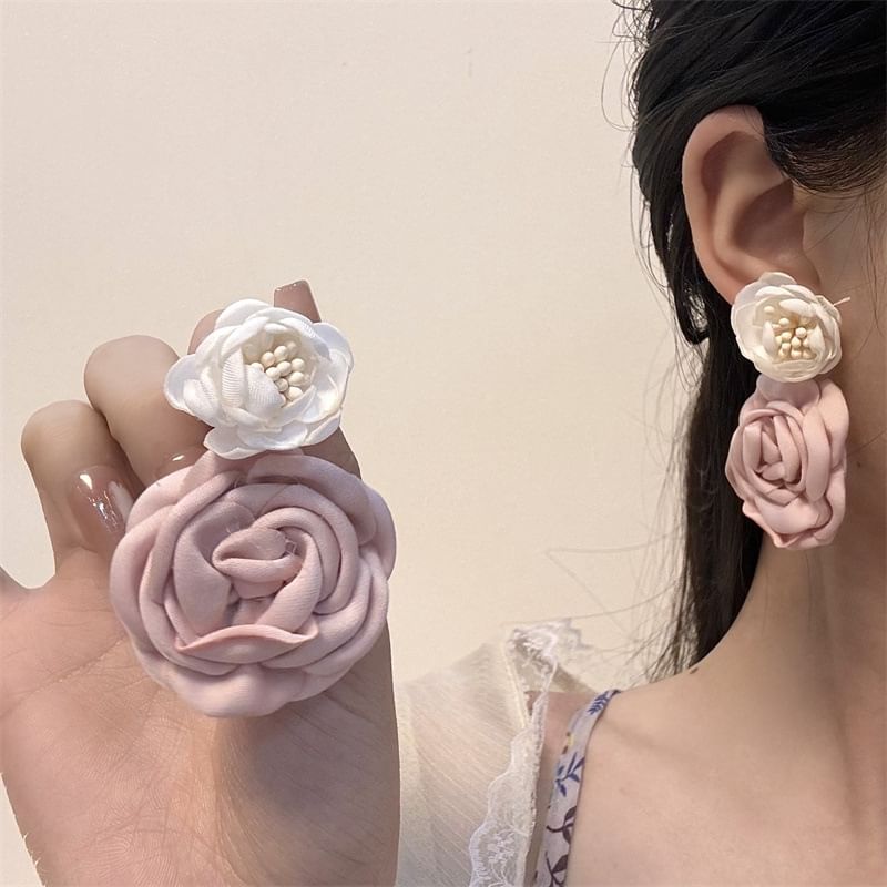 Fabric Floral Drop Earring