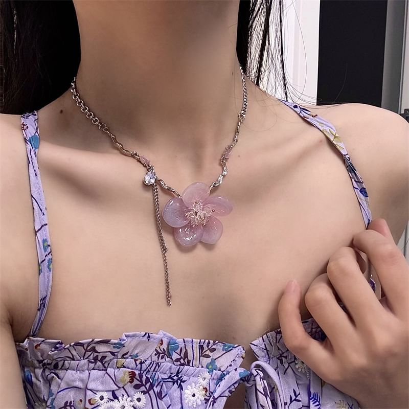 Choker Pendant Alloy Resin Floral