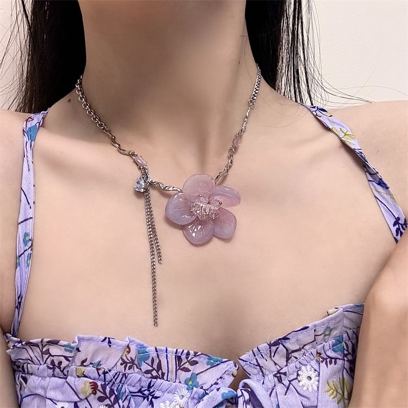 Choker Pendant Alloy Resin Floral