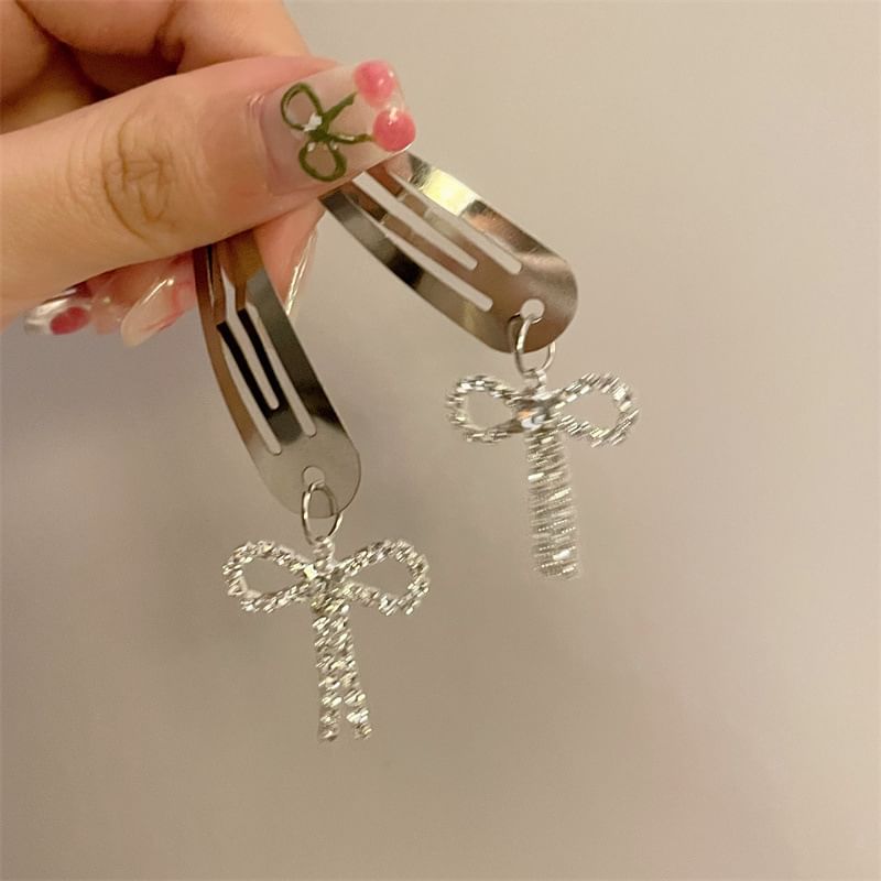 Clip Rhinestone Hair Alloy Bow