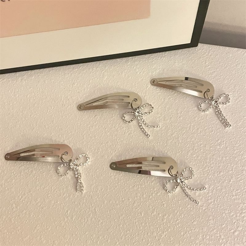 Clip Rhinestone Hair Alloy Bow