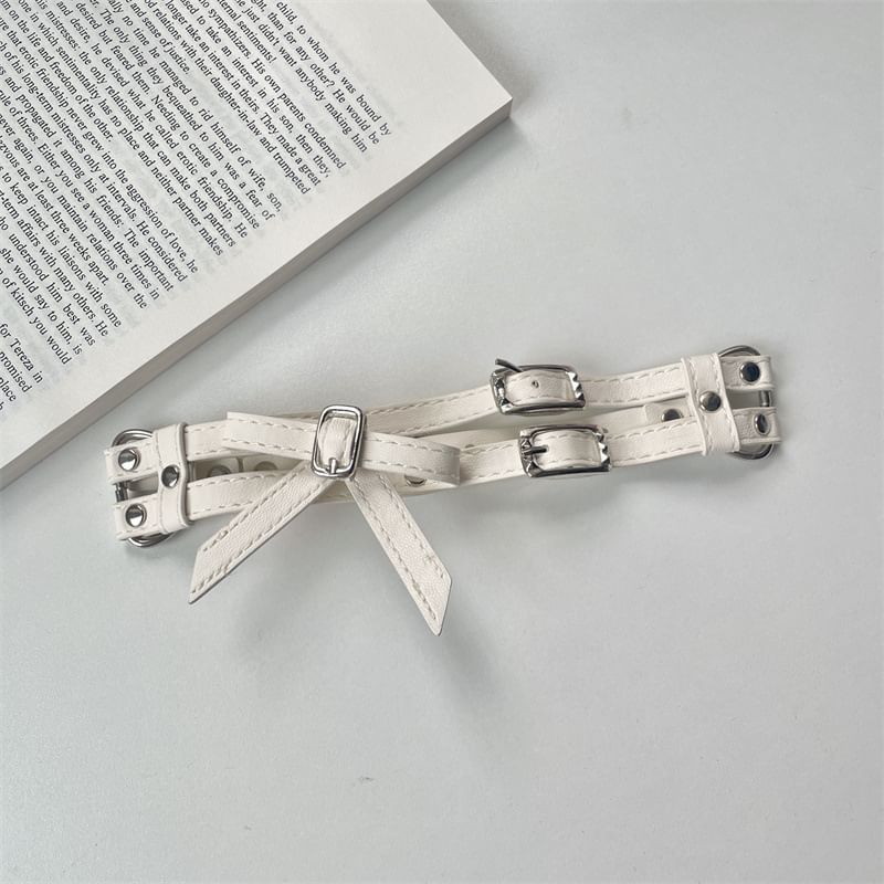Choker Faux Bow Leather Layered