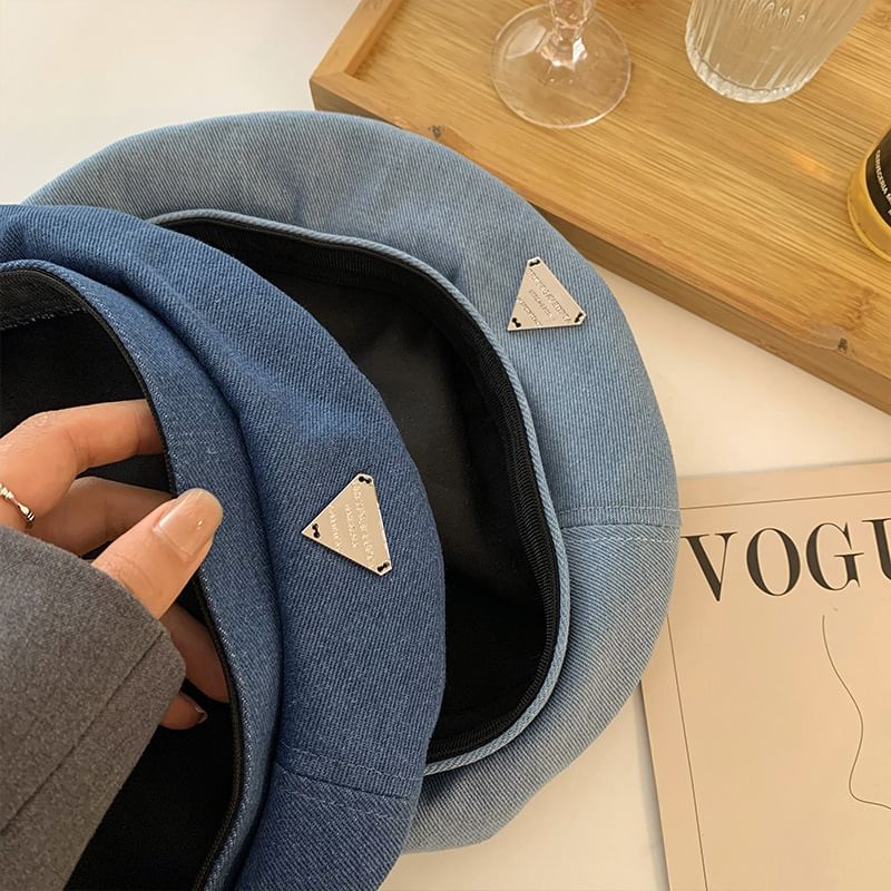 Denim Panel Beret Plain