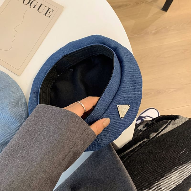 Denim Panel Beret Plain