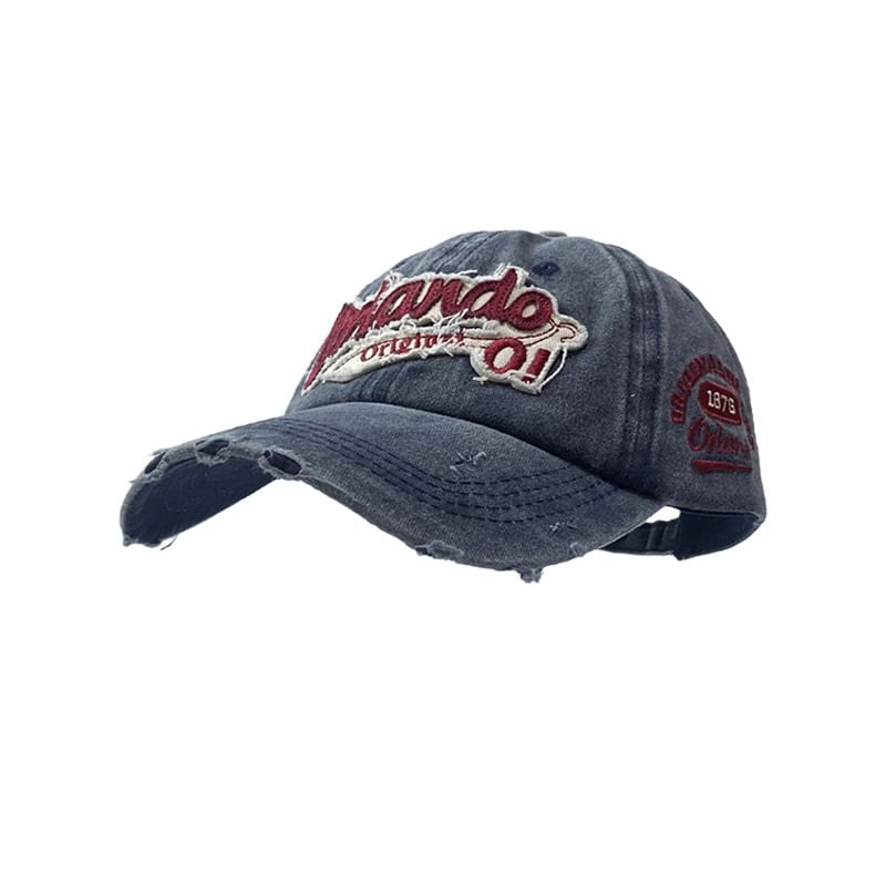 Washed Distressed Cap Applique Lettering Baseball