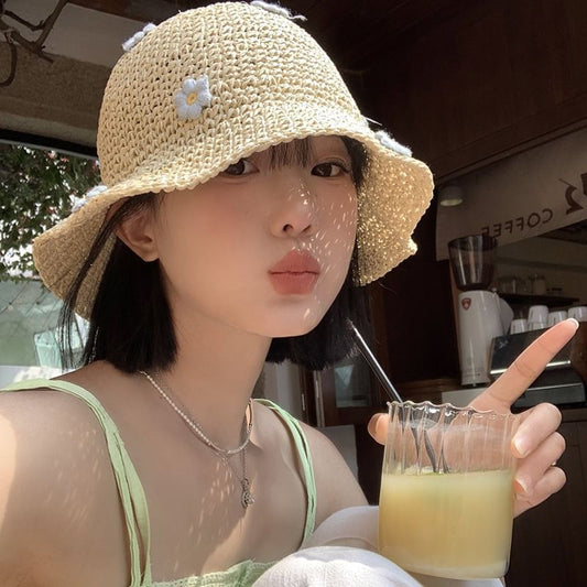 Hat Bucket Straw Flower